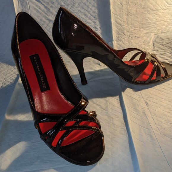 Steven Black Patent Leather Heels Shoes Size 6.5 Women’s - Picture 2 of 3